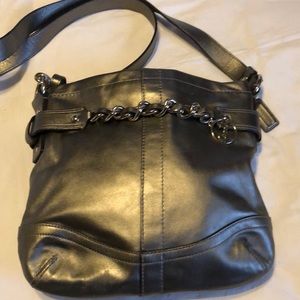 Pewter coach bag with lite pink interior